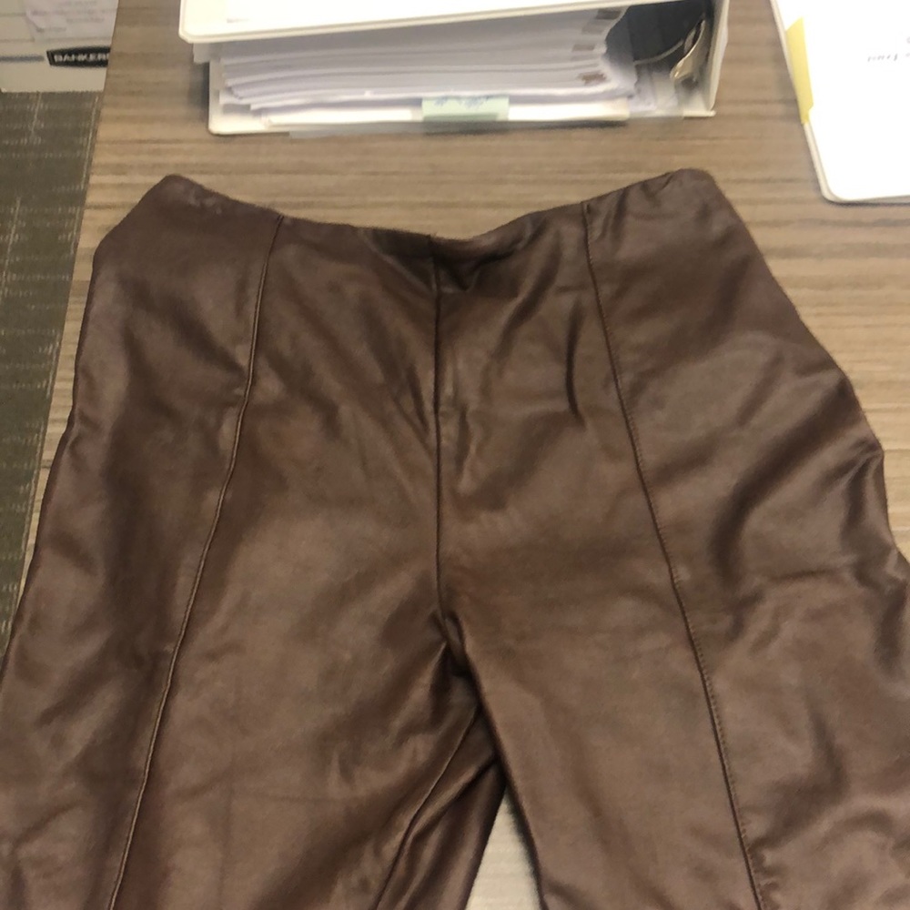 Faux leather brown pants